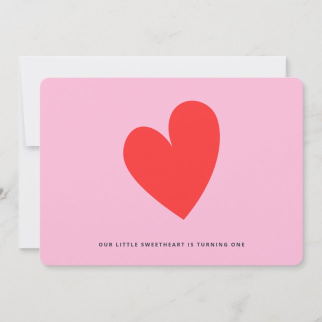 Invitation Petite amoureuse minimaliste fille 1er anniversair (Devant)