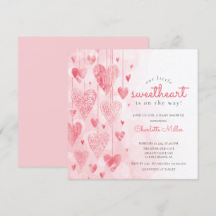 Invitation Petite amoureuse pendre les coeurs filles Baby sho