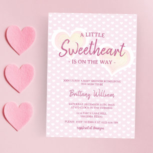 Invitation Petite amoureuse rose Baby shower Coeurs de fille