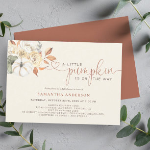 Invitation Petite aquarelle Citrouille Automne Baby shower fl