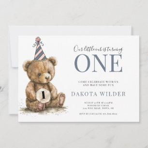 Invitation Petite aquarelle Teddy Ours Turin Un Anniversaire