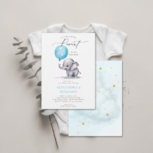 Invitation Petite arachide Eléphant Aquarelle bébé garçon dou