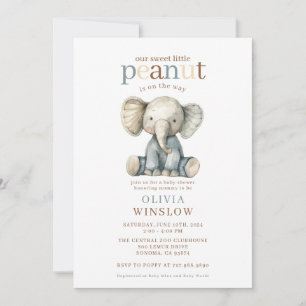 Invitation Petite Arachide Sur Le Chemin Baby shower Éléphant
