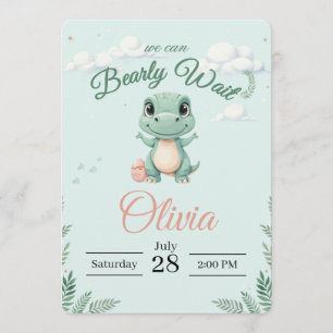 Invitation Petite Aventure de Dino Aquarelle Bébé Dinosaure