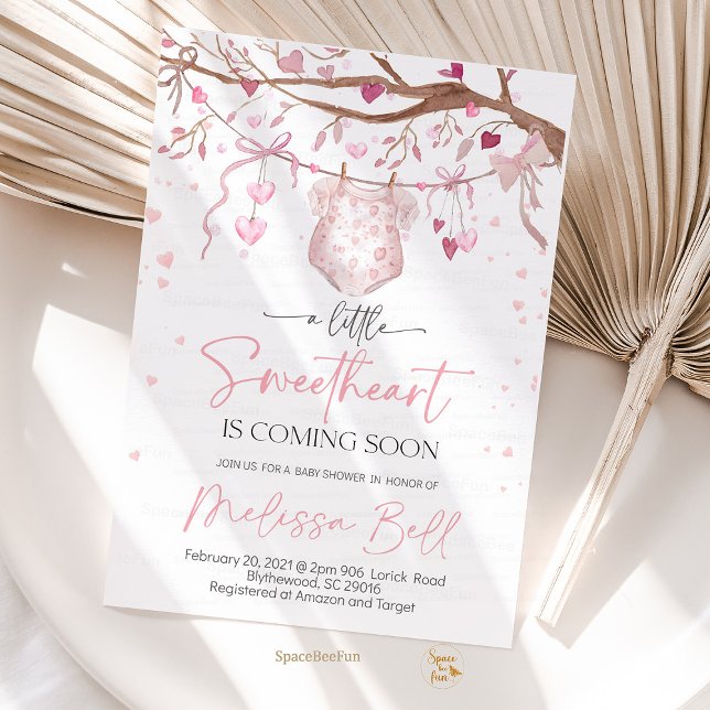 Invitation Petite Baby shower amoureuse Invitation, Valentin (baby shower invitation, valentine baby shower, little sweetheart baby shower, baby shower card, prin)