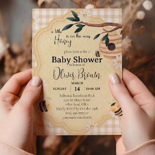 Invitation Petite Baby shower d'abeille au miel Aquarelle