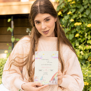 Invitation Petite baby shower d'aquarelle beige rose fée