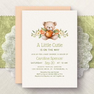 Invitation Petite Baby Shower Minimaliste Orange Mignonne