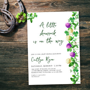 Invitation Petite Baby Shower Shamrock et Trèfle Neutre