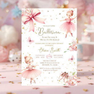 Invitation Petite Ballerina Rose Sur Le Chemin Baby shower