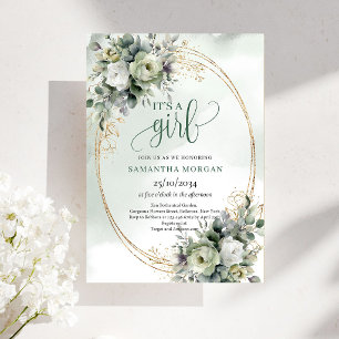 Invitation Petite Bénédiction Eucalyptus C'est une fille Invi