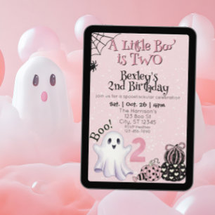 Invitation Petite Boo Deux, Deuxième Anniversaire Fantôme Ros