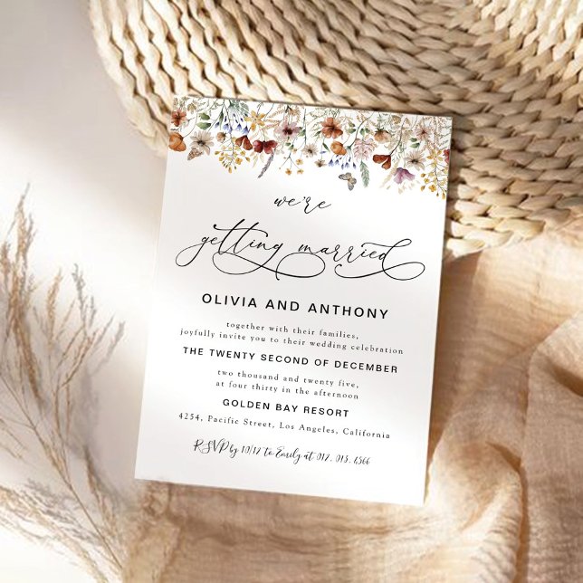 Invitation Petite cérémonie de Mariage Fleur sauvage Invitati (Créateur téléchargé)