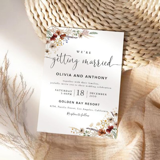 Invitation Petite cérémonie de Mariage Fleur sauvage Invitati (Créateur téléchargé)