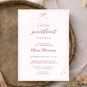 Invitation Petite Chérie Baby Shower Rose Ruban