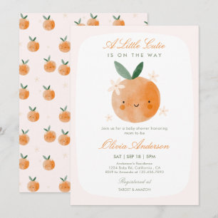 Invitation Petite Chérie, Fille au Citron Orange Baby Shower