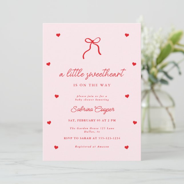 Invitation Petite Chérie Fille Baby Shower (Debout devant)
