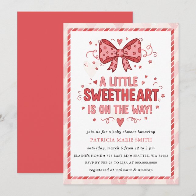 Invitation Petite Chérie Saint-Valentin Arc Baby Shower (Devant / Derrière)