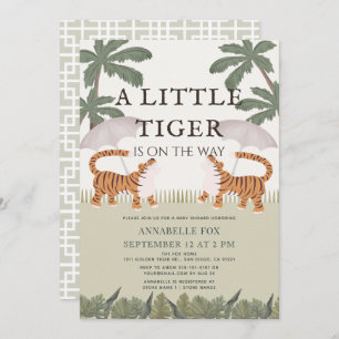 Invitation Petite chine Tiger chic Baby shower vert