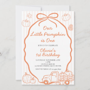 Invitation Petite citrouille 1er anniversaire d'automne