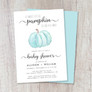 Invitation Petite Citrouille aquarelle Couples bébé garçon do