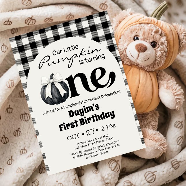 Invitation Petite Citrouille Automne Premier Anniversaire (Créateur téléchargé)