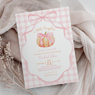 Invitation Petite citrouille avec noeud rose Baby Shower