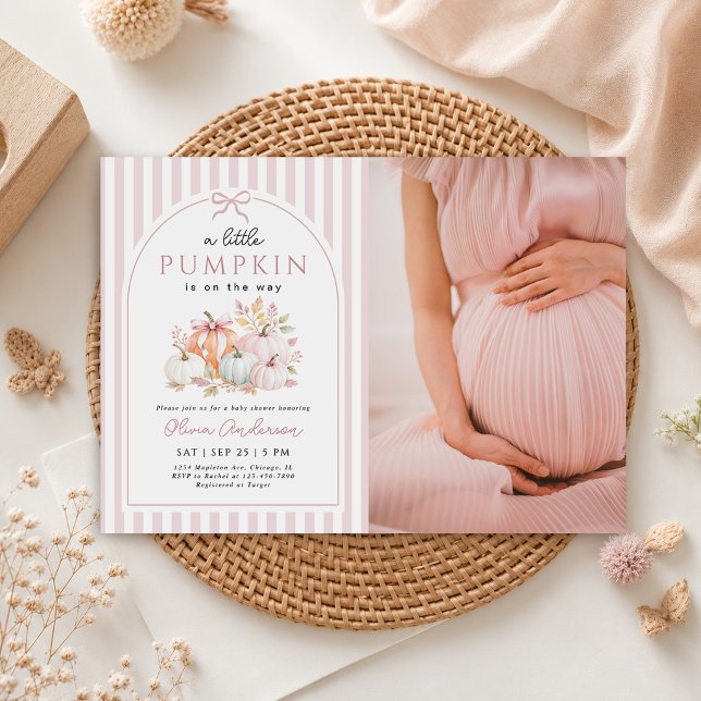 Invitation Petite Citrouille Bébé Automne Shower Photo (Créateur téléchargé)