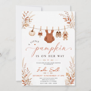 Invitation Petite citrouille bohème automne corde à linge Bab