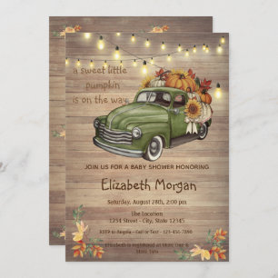 Invitation Petite citrouille, Camion de bois Baby shower de t