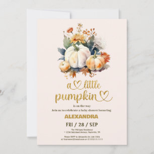 Invitation Petite citrouille chute aquarelle florale baby sho