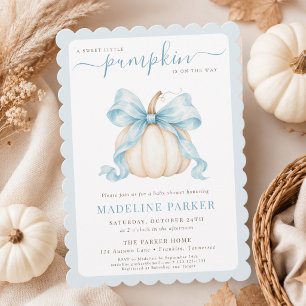 Invitation Petite citrouille élégant noeud papillon bleu Baby