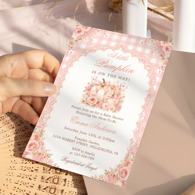 Invitation Petite Citrouille en Route Fête de Bébé Ruban (Créateur téléchargé)