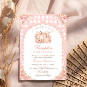 Invitation Petite Citrouille en Route Fille Baby Shower