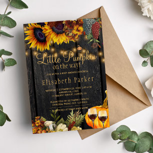 Invitation Petite citrouille en route pour une baby shower ru
