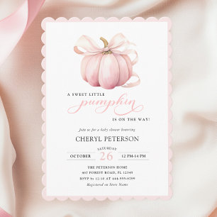 Invitation Petite citrouille en route Ruban rose Baby Shower