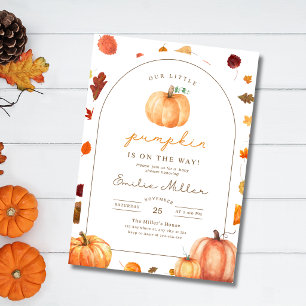 Invitation Petite Citrouille Fête de Bébé Genre Neutre Automn