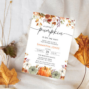 Invitation Petite Citrouille Fête de Naissance Automnale pour