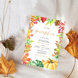 Invitation Petite Citrouille Fête de Naissance Automnale pour