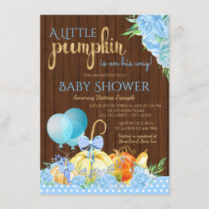 Invitation Petite Citrouille Fête de Naissance Rustique en Bo