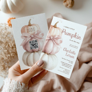 Invitation Petite Citrouille fille Baby shower QR Code