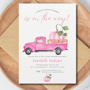 Invitation Petite Citrouille Fille rose aquarelle Shower de b