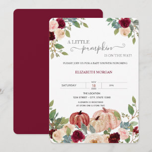Invitation Petite citrouille fleurs de Bourgogne Baby Shower