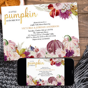 Invitation Petite Citrouille Floral Rustique Couple Baby Show