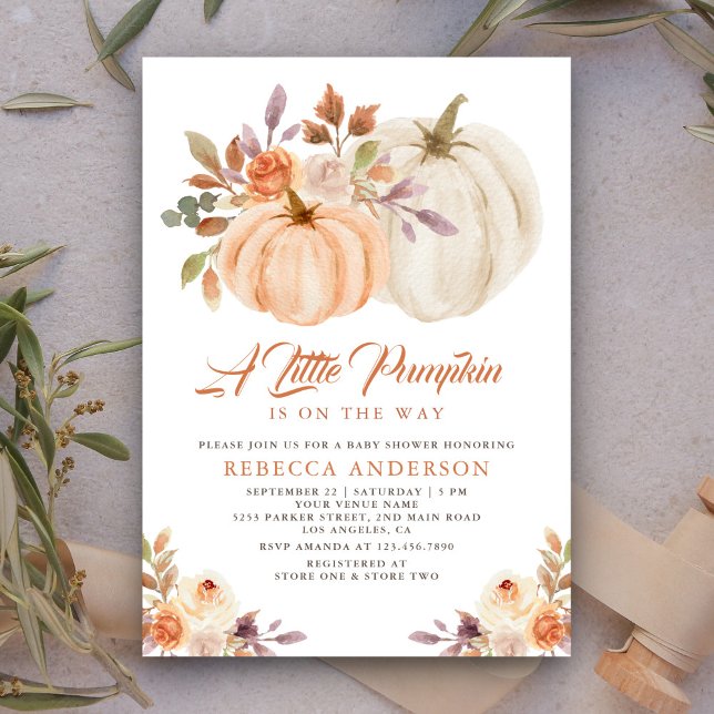 Invitation Petite Citrouille Florale Campagnarde et Terne Bab (Créateur téléchargé)