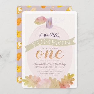 Invitation Petite Citrouille Lavender Rose fille 1er annivers