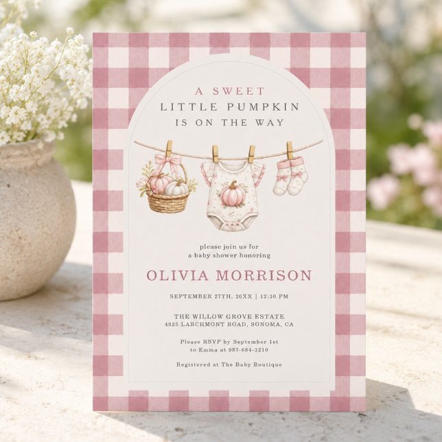Invitation Petite citrouille linge à linge rose Baby Shower (Créateur téléchargé)