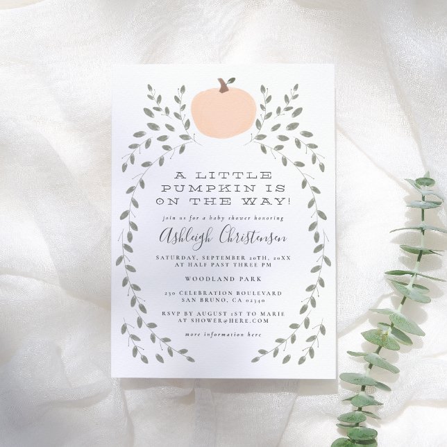 Invitation Petite Citrouille Mignonne Fête de Bébé Rustique D (Créateur téléchargé)