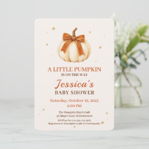 Invitation Petite Citrouille Orange Noeud Baby Shower d'Aut
