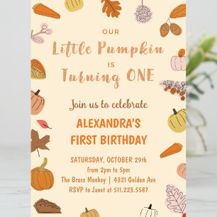 Invitation Petite citrouille qui fête son premier Halloween p